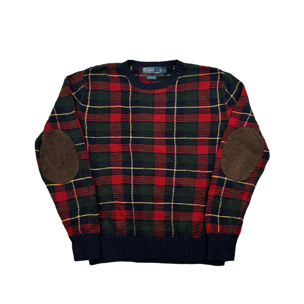 Ralph Lauren Polo Plaid Cashmere Knit Crewneck Jumper - Small