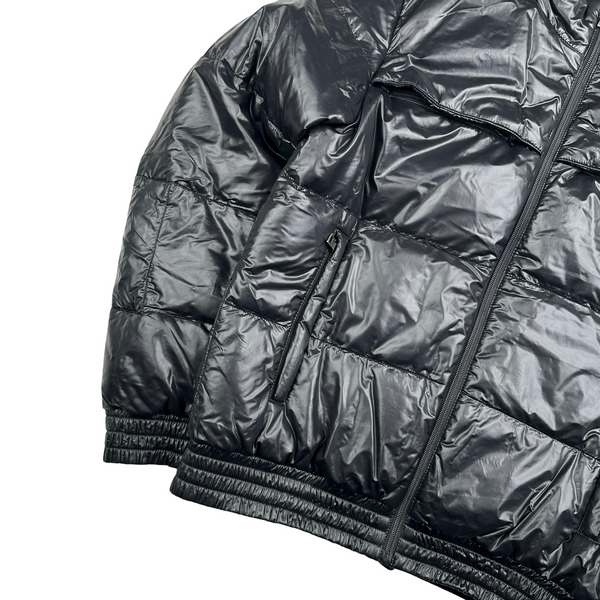Prada Black Nylon Down Padded Bomber Jacket - Large