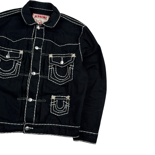 Supreme X True Religion Black Contrast Stitch Denim Jacket - Medium