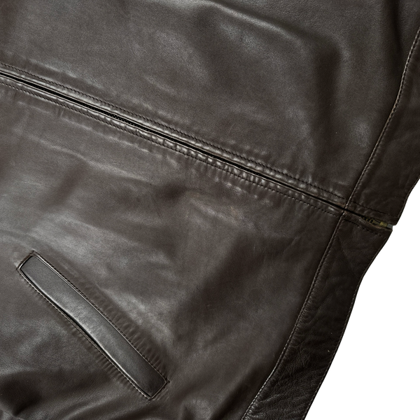Ralph Lauren Brown Heavyweight Leather Jacket - Large