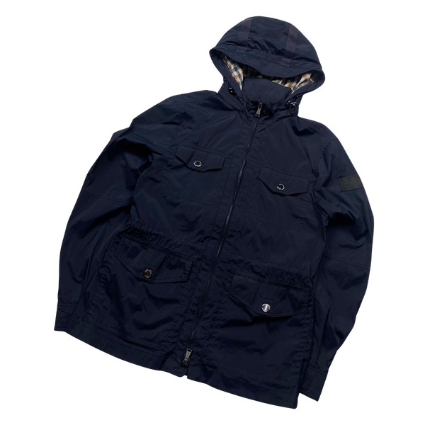 Aquascutum Nylon Checked Cotton Lined Hooded Field Jacket - Small