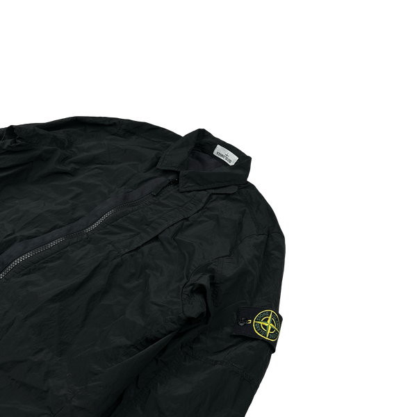 Stone Island 2018 Black Shimmer Nylon Metal Overshirt - Large