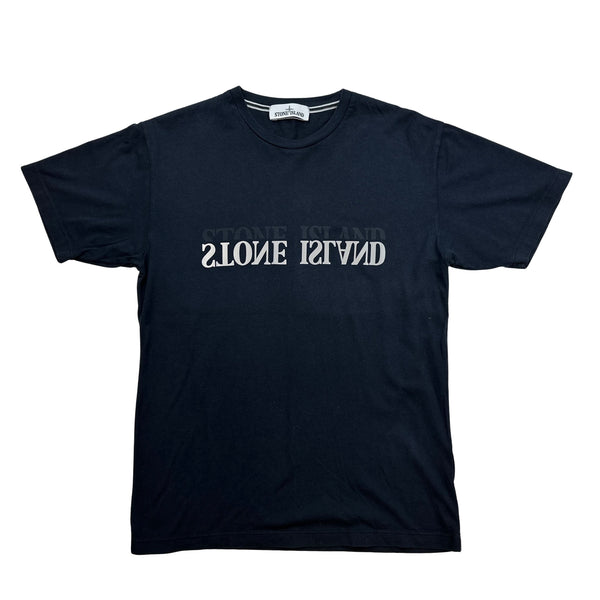 Stone Island 2022 Spellout Black T Shirt - Small