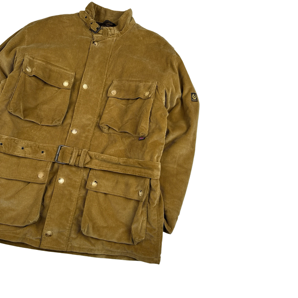 Belstaff Brown Trailmaster Multi Pocket Field Corduroy Zipped Heavyweight Jacket - Large