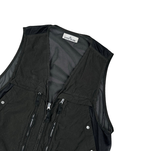 Stone Island 2024 Black David Light-TC Poly Net Gilet - Small