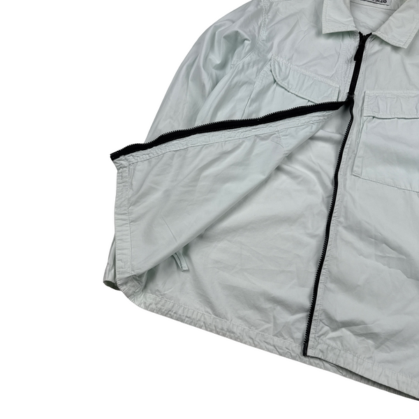 Stone Island 2022 Ice Blue Cotton Zipped Overshirt - Medium