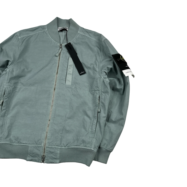 Stone Island 2023 Baby Blue Cupro Cotton Twill-TC Bomber Jacket - Small - XL