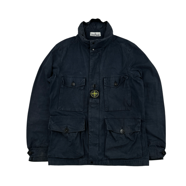 Stone Island 2020 Navy Cotton Cordura Centre Badge Field Jacket - Small
