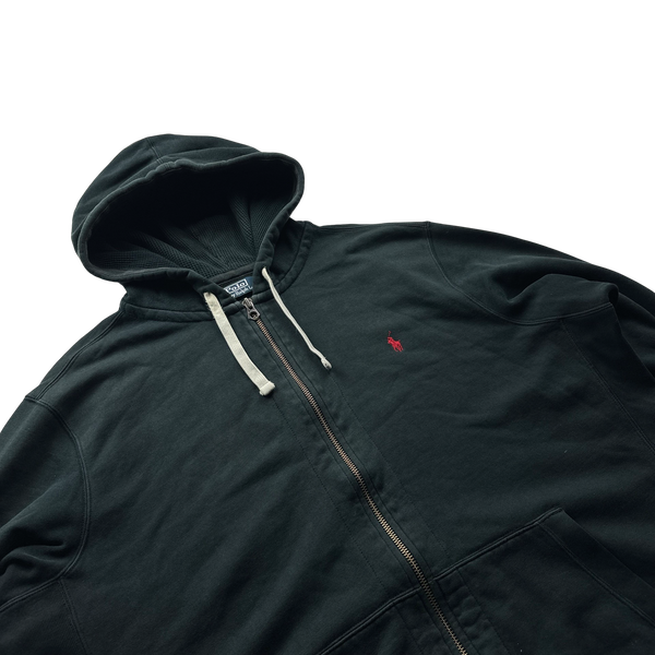 Ralph Lauren Black Thick Cotton Zipped Hoodie- XXL