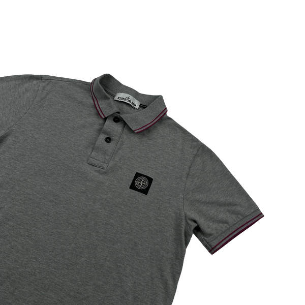 Stone Island 2019 Grey Pink  Piping Cotton Polo Shirt - Medium