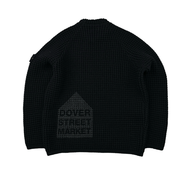 Stone Island X Dover Street Market 2023 Black Thick Wool Printed Crewneck Jumper - Medium & Large