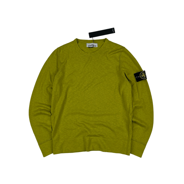 Stone Island 2015 Chartreuse Cotton Knitted Crewneck Jumper - Small