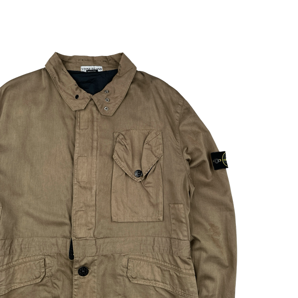 Stone Island 2002 Camel Raso Gommato Field Jacket - Large
