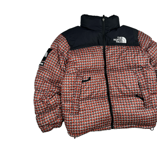 North Face X Supreme 2021 Red Studded Nupste 700 Down Fill Jacket - Medium