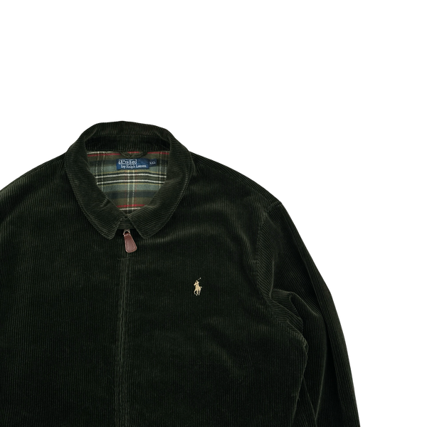 Ralph Lauren Heavy Emerald Green Corduroy Cotton Lined Zipped Jacket - XXL