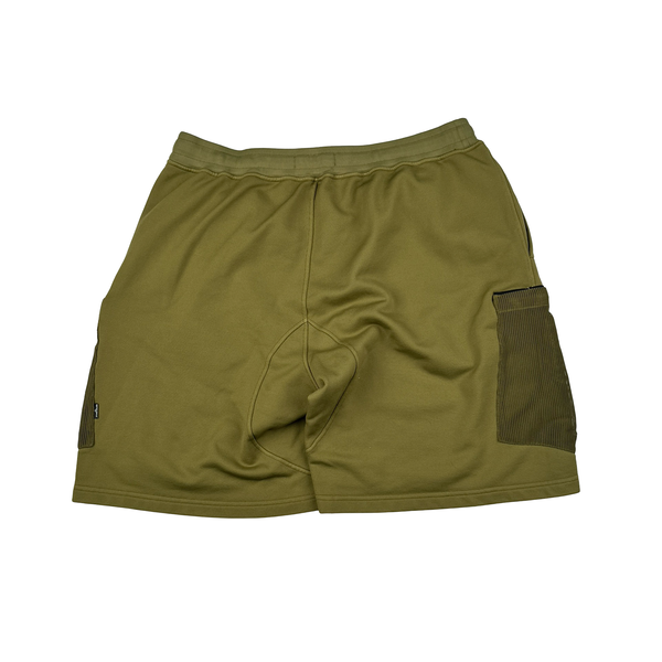 Stone Island 2021 Shadow Project Olive Green Garment Dyed Mesh Cargo Pocket Shorts - XL