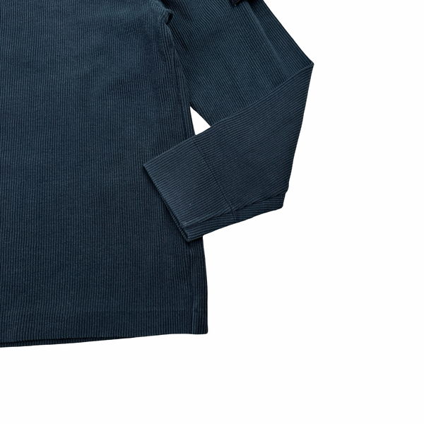 Stone Island 2002 Navy Blue Ribbed Cotton Blend Crewneck Jumper - Medium