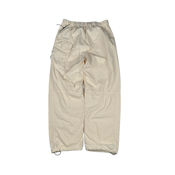 CP Company Cream Baggy Fit Lens View Cargo Trousers - Large
