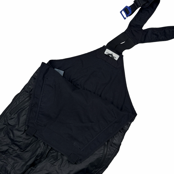 Stone Island Black Mussola Gommato Centre Badge Dungarees - Small