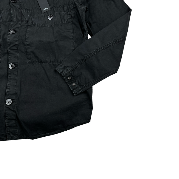 Stone Island 2021 Black Cotton Buttoned Overshirt - Small