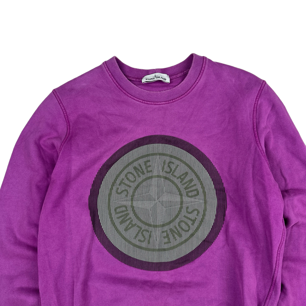 Stone Island 2021 Purple 3D Rubber Logo Sweatshirt - Small