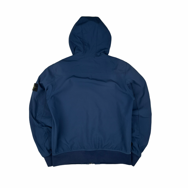 stone island goggle Stone Island Blue Fleece Lined Soft Shell Goggle Jacket