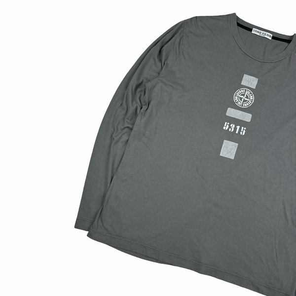 Stone Island Grey Graphic Spellout Longsleeve Shirt - XXL