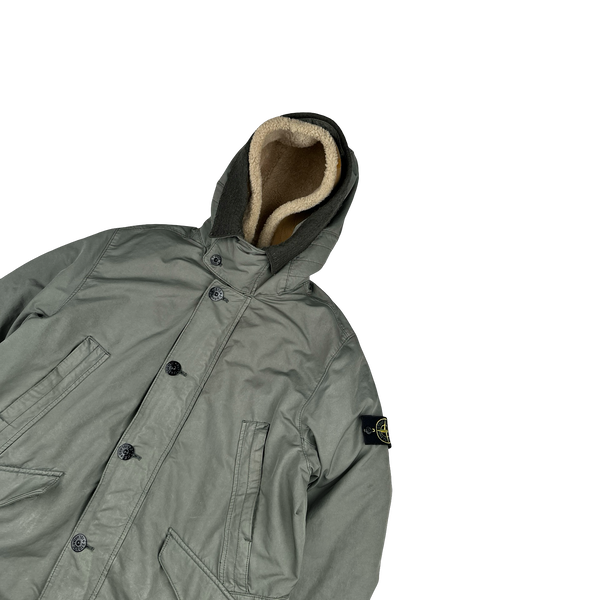 Stone Island 2015 Grey David TC Shearling Hood Down Lined Winter Jacket - XL