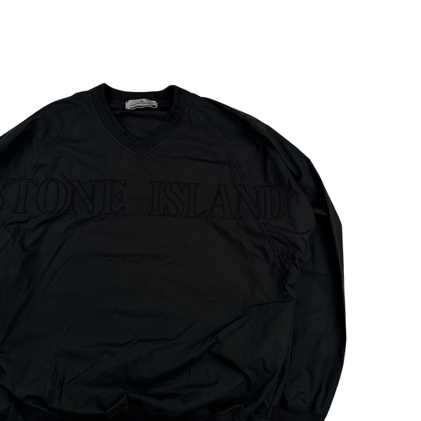 Stone Island 2023 Black Light Cotton Tela Spellout Pullover - Medium