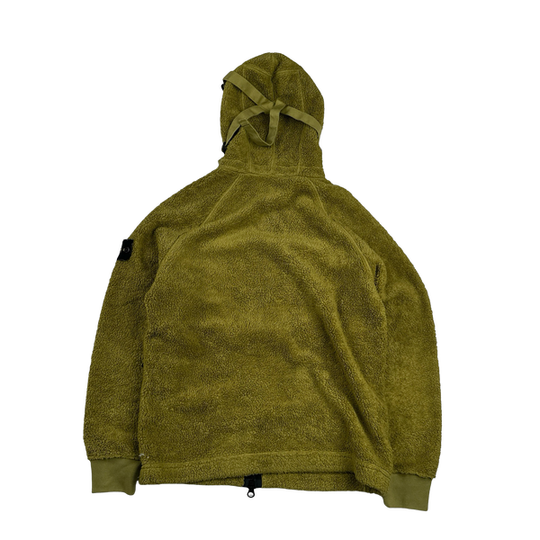 Stone Island 2021 Green Teddy Fleece Zipped Jacket - Small
