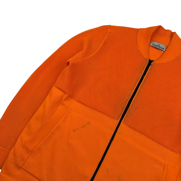 Stone Island 2019 Neon Orange Lightweight Knitted Zipped Bomber - XL