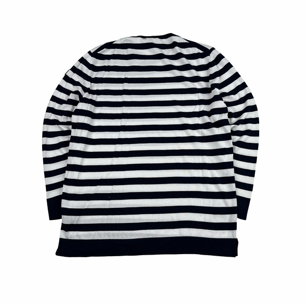 Paul & Shark Blue/White Striped Light Knit Crewneck- Large