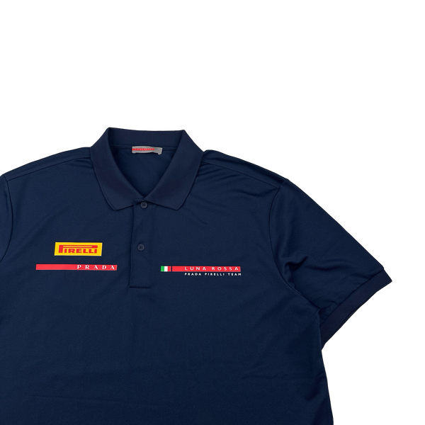 Prada Navy Luna Rossa Dry Fit Jersey Polo Shirt - XL