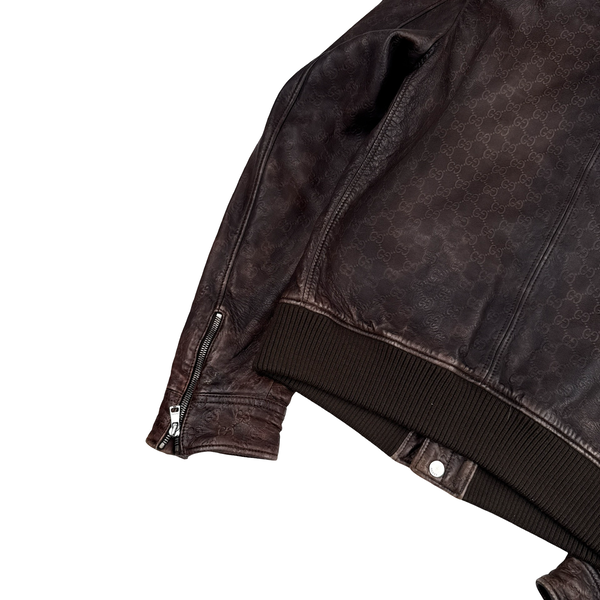 Gucci Monogram Leather Multi Pocket Zipped Jacket - Small