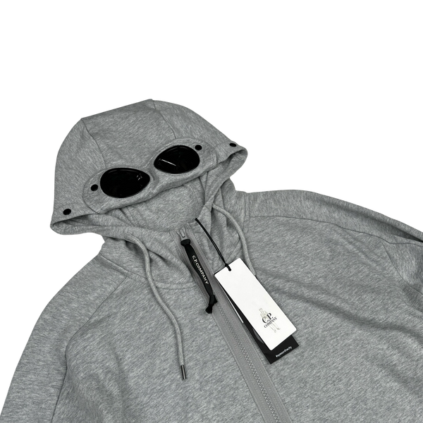 CP Company Grey Cotton Goggle Hoodie - Medium