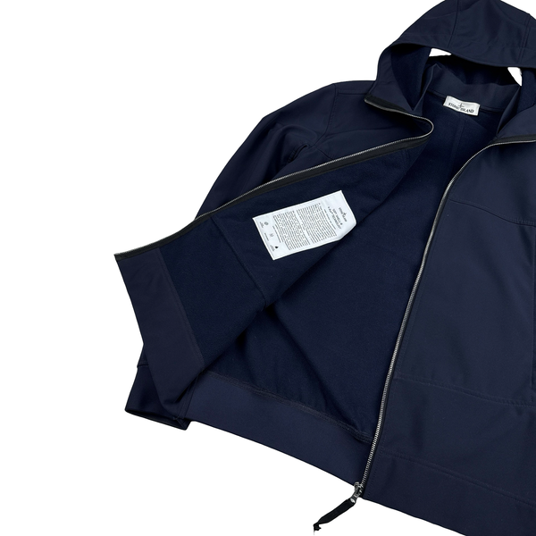 Stone Island Navy Soft Shell E Dye Hooded Jacket - XL