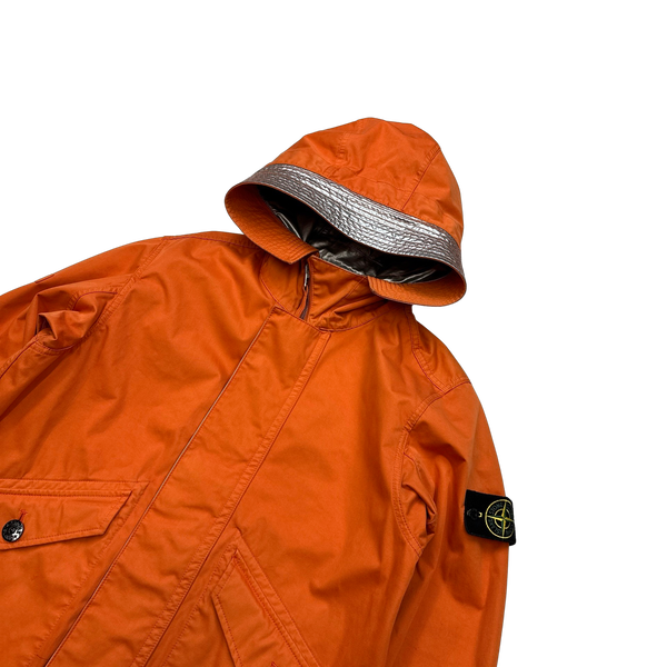 Stone Island Reversible Silver Orange Spaceman Raso Gommato Jacket - Small