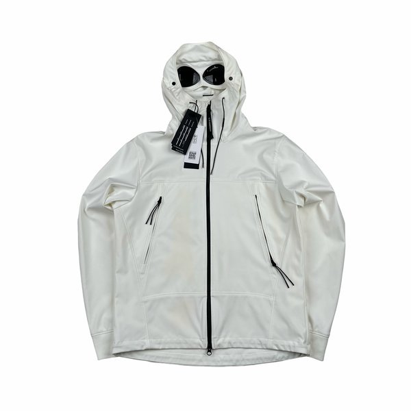 CP Company White Soft Shell Goggle Jacket - Medium