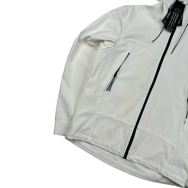 CP Company White Soft Shell Goggle Jacket - Medium