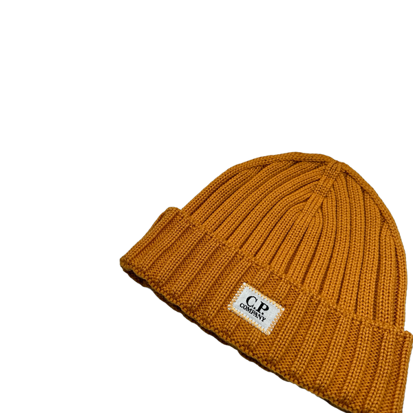 CP Company Orange Merino Wool Patch Beanie