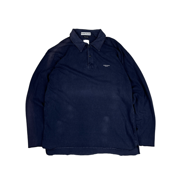 Stone Island Marina 1995 Vintage Cotton Long Sleeve Polo Shirt - XL