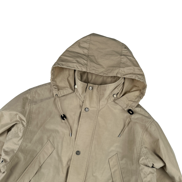 Ralph Lauren Vintage Beige Quilted Fleece Lining Hooded Jacket - Large