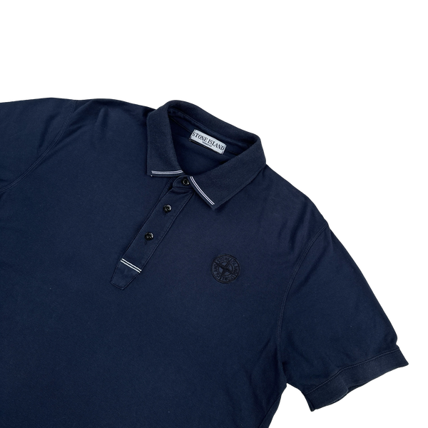 Stone Island Navy Vintage Compass Spellout Cotton Polo - XL