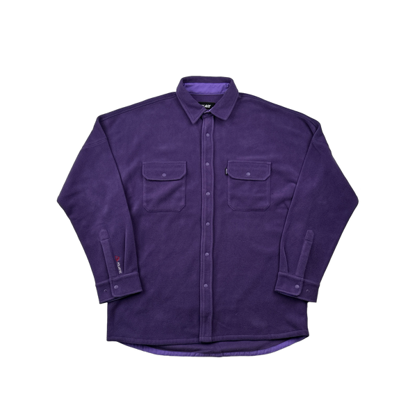 Palace Polartec Fleece Purple Buttoned Spellout Overshirt - Large