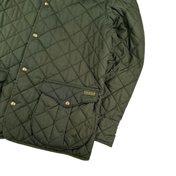 Ralph Lauren Green Quilted Corduroy Collared Shooting Jacket - Large