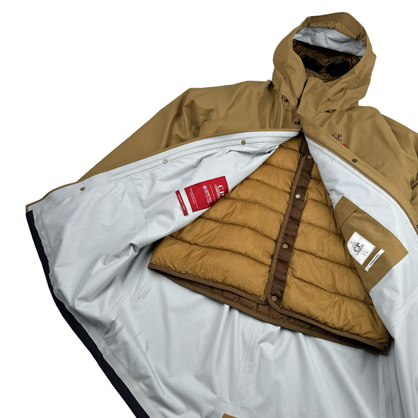 CP Company Brown Goretex Infinium Waterproof Down Liner Jacket - Large