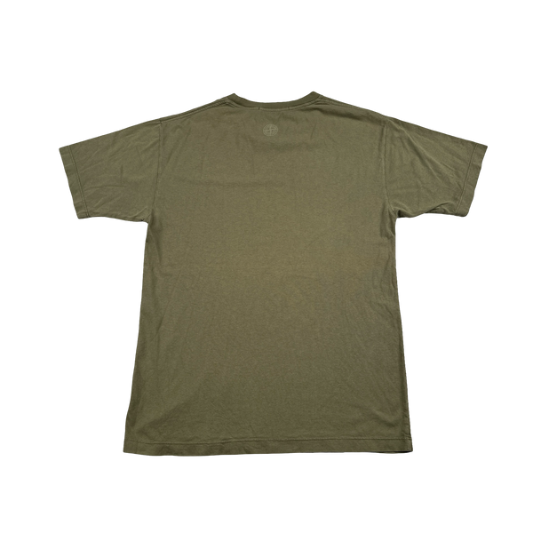 Stone Island Khaki Spellout T Shirt - Medium