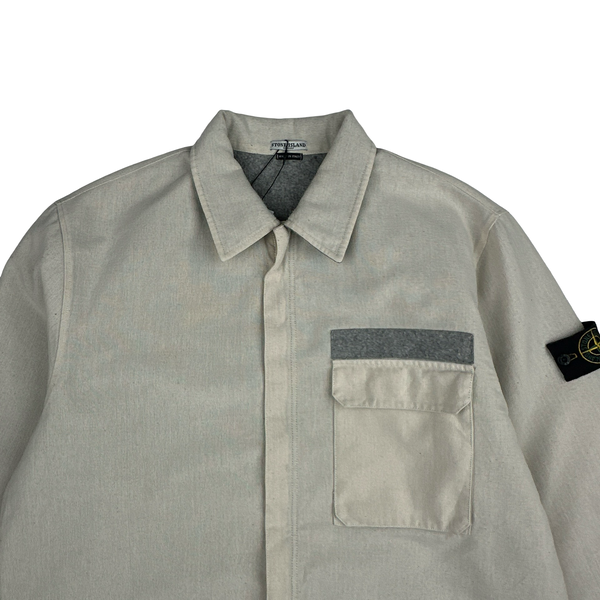 Stone Island 2003 Cream Heavyweight Lined Cotton Chore Jacket - XXL