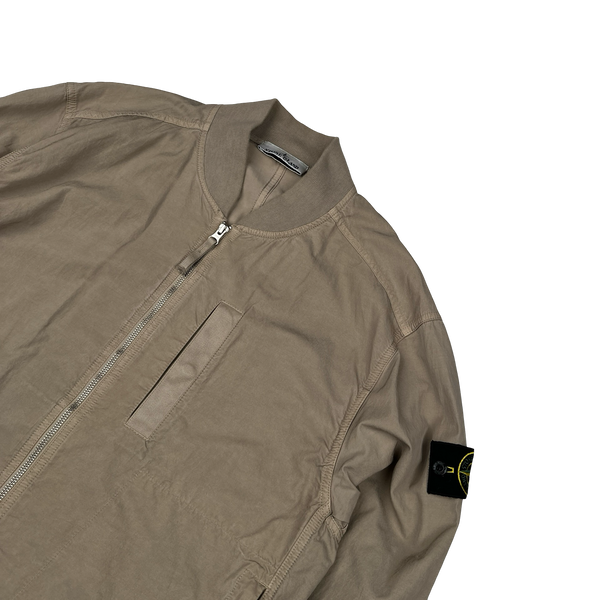 Stone Island 2023 Brown Cupro Cotton Twill-TC Bomber Jacket - Large