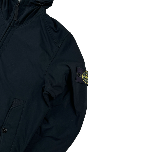 Stone Island Navy Fleece Lined Soft Shell Jacket - Large